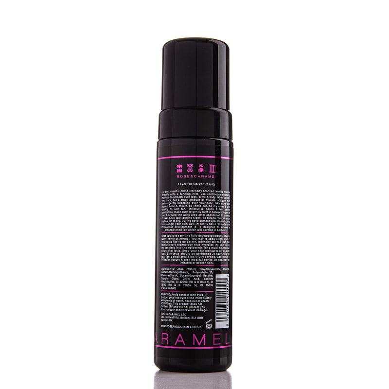 [Australia] - Rose & Caramel Intensity Dark Bronzed Self Tanning Mousse 200ml. Bronze, Sunless Self Tanner, Hydrating & Longlasting. Dark Fake Tan 
