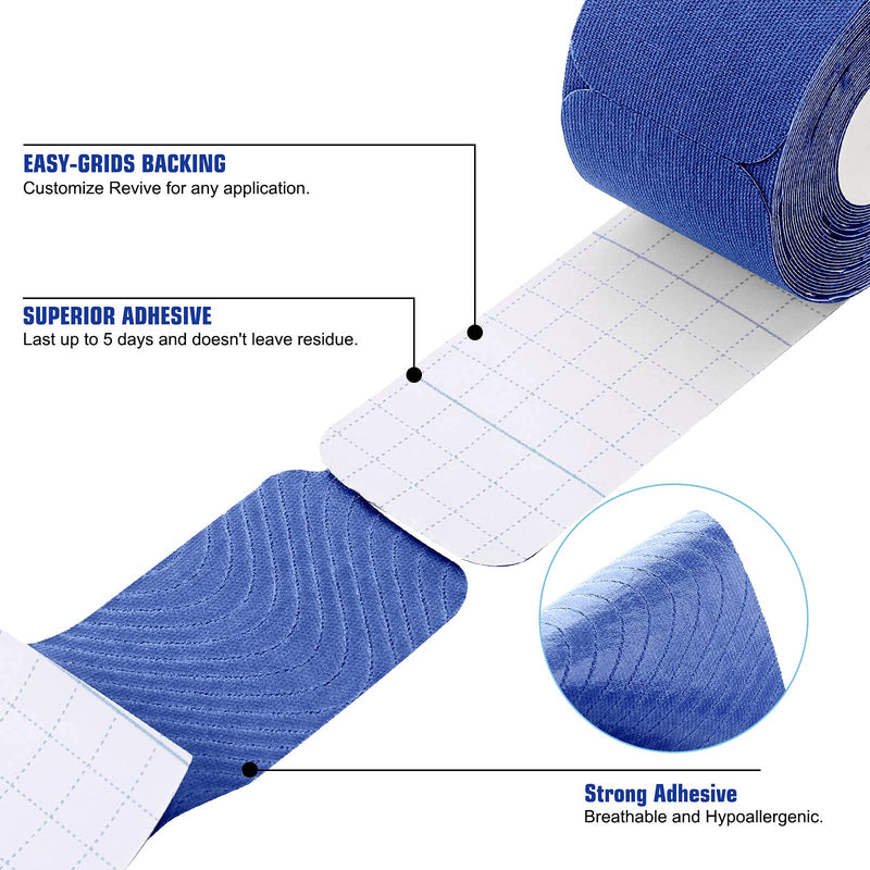 [Australia] - Kinesiology Tape Precut(4 Pack) Kinetic Tape Rolls Athletic Tape Elastic Therapeutic Sport Tape for Knees, Ankles, Shoulder, Elbow, Pain Relief and Injury Recovery 2 Inch x 16.4 ft (4 Pack) Navy Blue 
