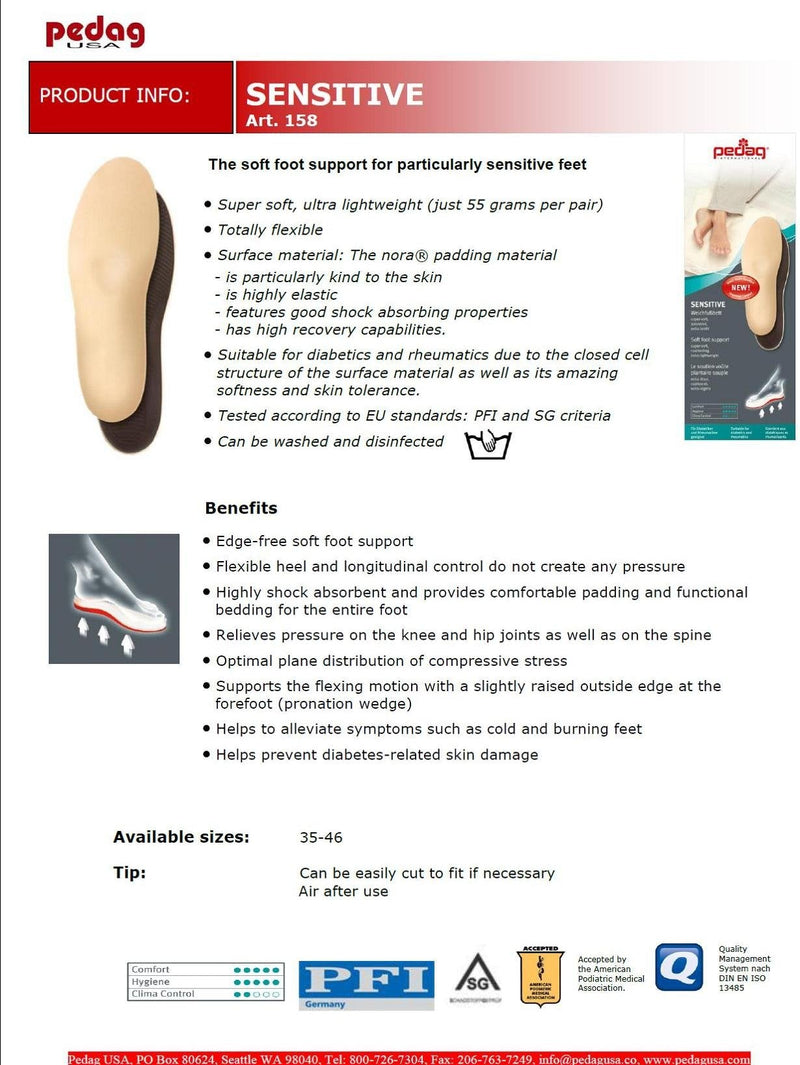 [Australia] - pedag Sensitive, German Made Insoles Specifically for Diabetic Neuropathy and Arthritic Feet Relief, Extra Soft and Lightweight, US Men 13 / EU 46 US M13 / EU 46 