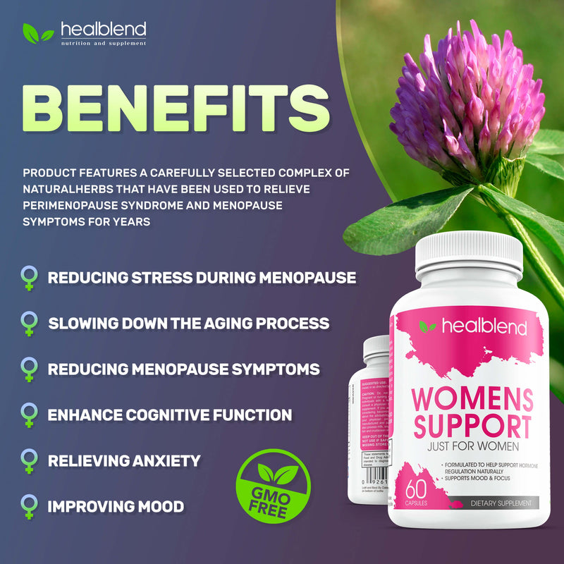 [Australia] - Women’s Support Complex Advanced Formula - Female Support Supplement for Hot Flashes, Night Sweats, Boosting Mood, Symptoms of Perimenopause and Menopause - Hormone Regulation Naturally - 60 Capsules 