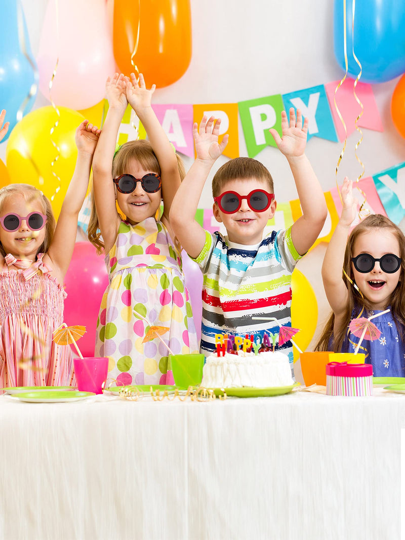 [Australia] - 8 Pairs Kids Sunglasses Round Retro Sunglasses Toddler Baby Sunglasses, Age 3-10 Charming Color 