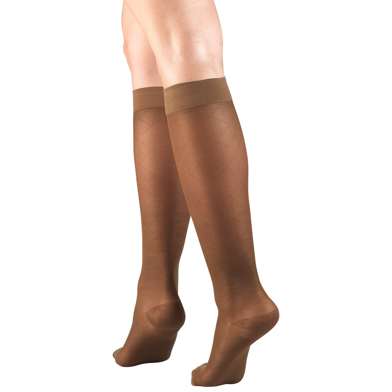 [Australia] - Truform Sheer Compression Stockings, 15-20 mmHg, Women's Knee High Length, Diamond Pattern, Espresso, Medium Medium (1 Pair) Espresso Diamond Pattern 
