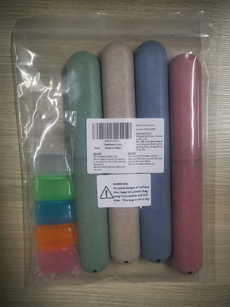 [Australia] - Lamondre 4Pcs Travel Toothbrush Case + 5Pcs Toothbrush Head Cover, Replacement Plastic Toothbrushes Holder Portable Toothbrush Storage Cover for Camping Business Trip Holiday 