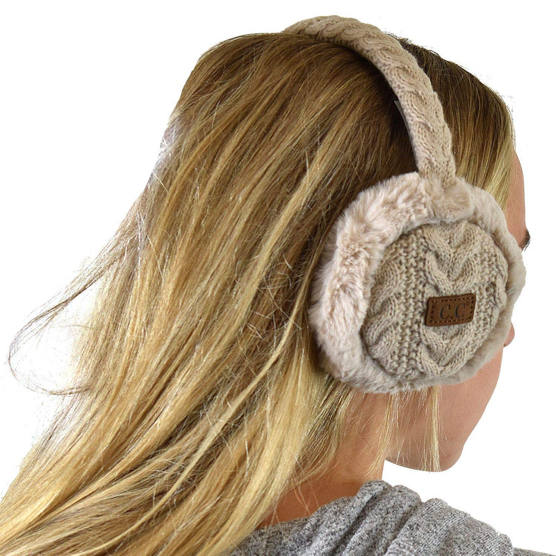 [Australia] - C.C Soft Winter Warm Adjustable Headband Ear Warmer Earmuffs Beige 