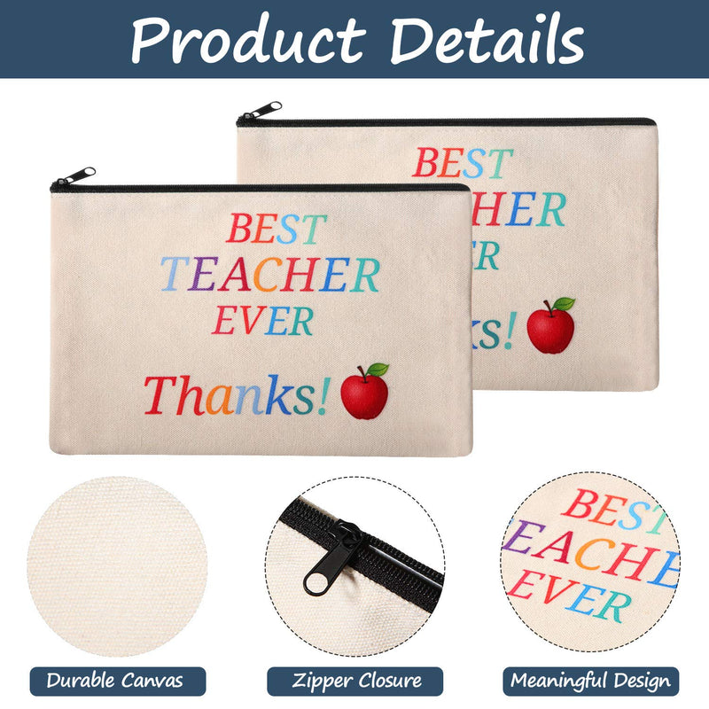 [Australia] - 10 Pieces Teacher Gifts Bag Cosmetic Bags Teacher Makeup Pouch Pencil Bag Travel Toiletry Case with Zipper for Teacher Appreciation Gifts (Best Teacher Ever) 