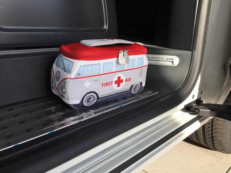 [Australia] - Brisa VW Collection - Volkswagen Hippie Bus T1 Camper Van 3D Neoprene Small Universal Bag - First Aid/incl. Emergency First Aid Kit (Neoprene/DIN 13164) 