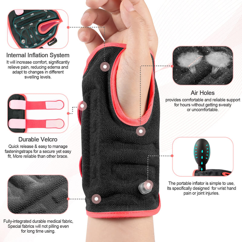 [Australia] - NEENCA Inflatable Wrist Support Brace, Night Sleep Hand Support with Portable Air Pump, Palm Wrist Orthosis—Help With Carpal Tunnel Syndrome, Relieve and Treat Wrist Pain or Injuries, Fast Recovery Right Hand 