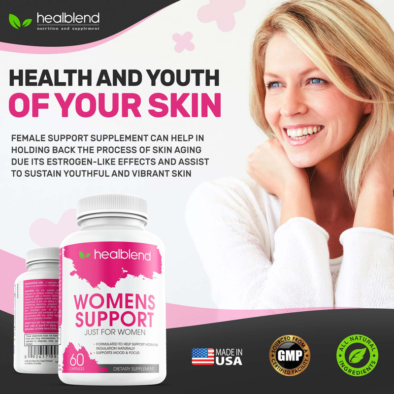 [Australia] - Women’s Support Complex Advanced Formula - Female Support Supplement for Hot Flashes, Night Sweats, Boosting Mood, Symptoms of Perimenopause and Menopause - Hormone Regulation Naturally - 60 Capsules 