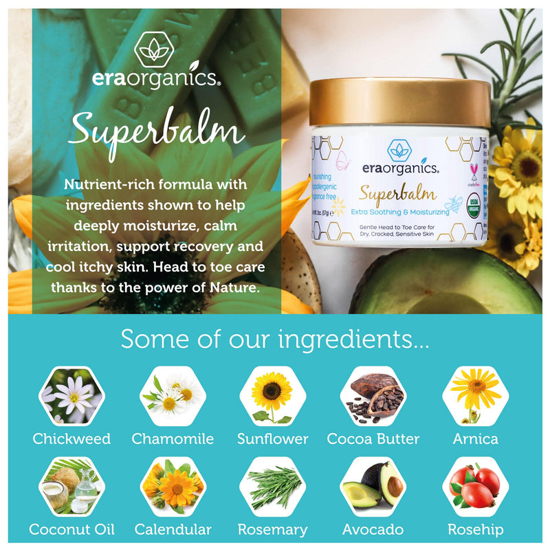 [Australia] - Era Organics Healing Ointment for Babies - USDA Certified Organic Natural Gentle Moisturizer for Sensitive Skin Prone To Baby Eczema, Cradle Cap (Infant Seborrheic Dermatitis), Rashes, Hives & More 