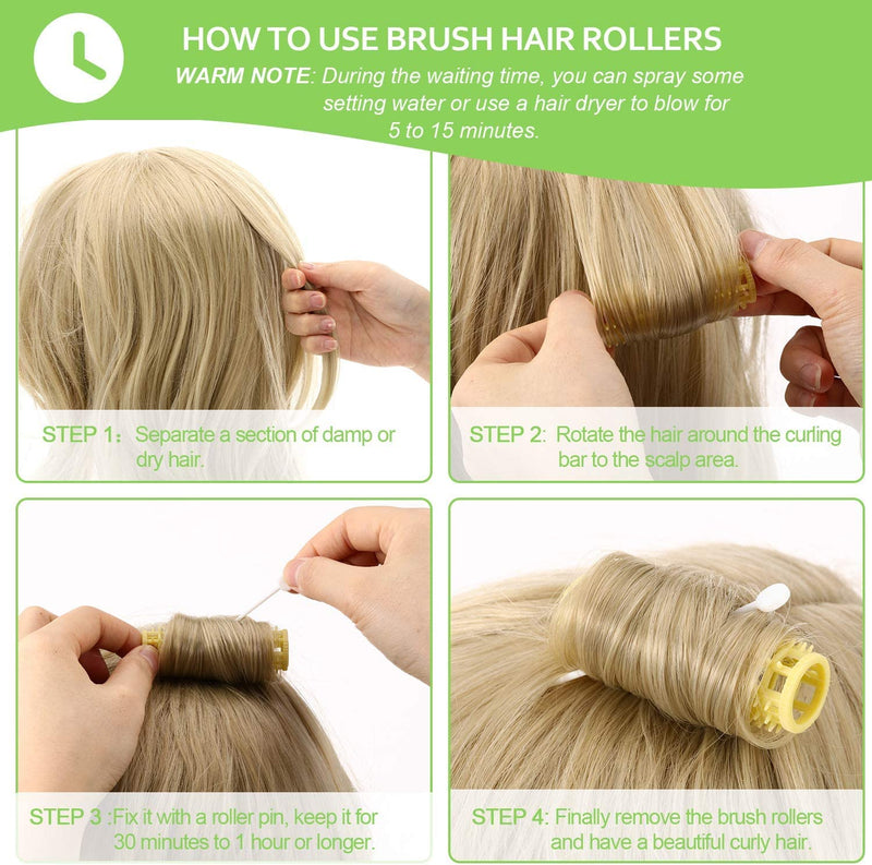 [Australia] - 24 Pcs Plastic Brush Hair Rollers Self Grip Hair Rollers with Roller Pins Mesh Hair Rollers for Women Girls Hair（Random Color） 