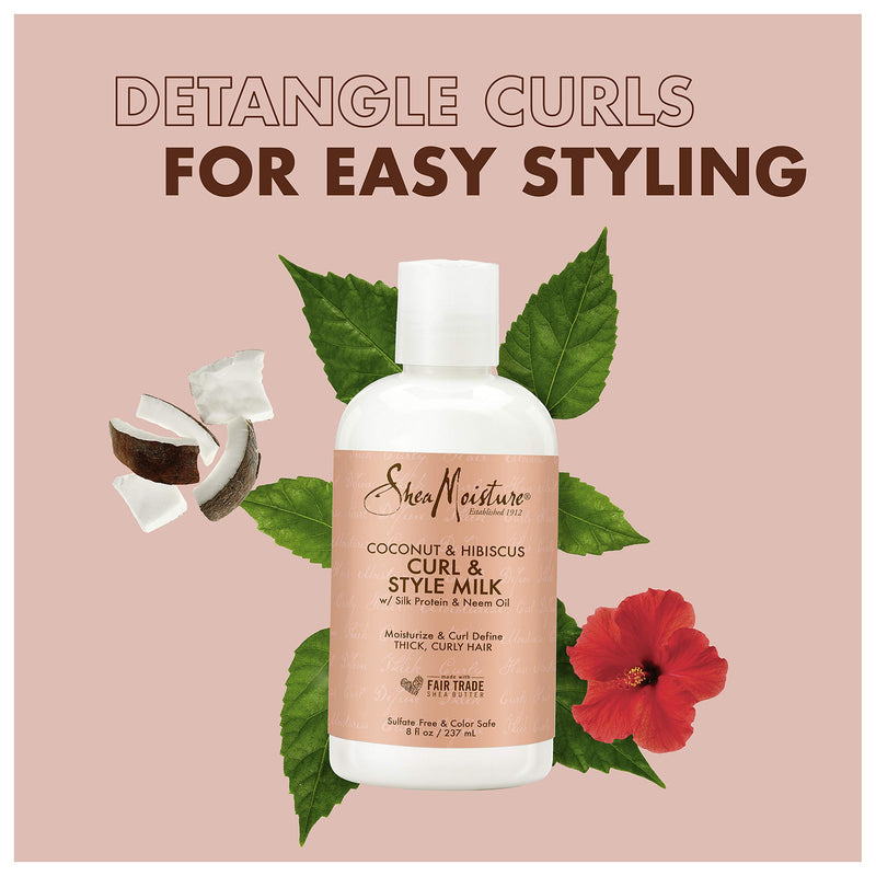 [Australia] - SheaMoisture Curl and Style Milk for Thick, Curly Hair Coconut and Hibiscus for Curl Definition, 8 Oz 