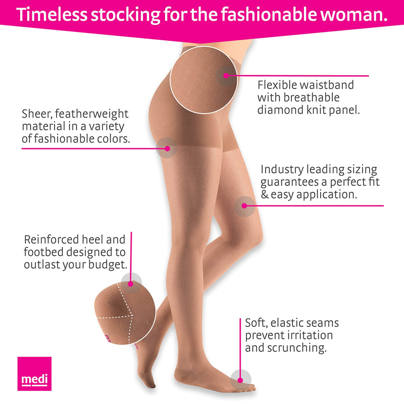[Australia] - mediven sheer & soft for Women, 15-20 mmHg Panty Closed Toe Compression Stockings, Natural, III-Standard 3 