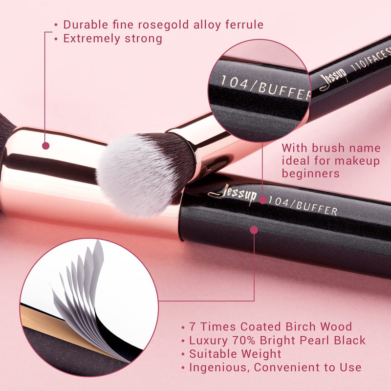 [Australia] - Jessup Brand 25pcs Professional Makeup Brush set Beauty Cosmetic Foundation Power Blushes eyelashes Lipstick Natural-Synthetic Hair Brushes (Black/Rose Gold) Black/Rose Gold 