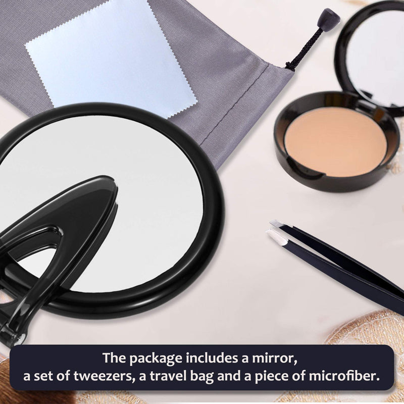 [Australia] - Magnifying Mirror 20x / 1x Two Sided, Double Sided Magnifying Mirror with Stand, Magnified Hand Mirror for Makeup, Blackhead/Comedone Removal (5inch,20X/1X, Black) 5 inch (Pack of 1) 