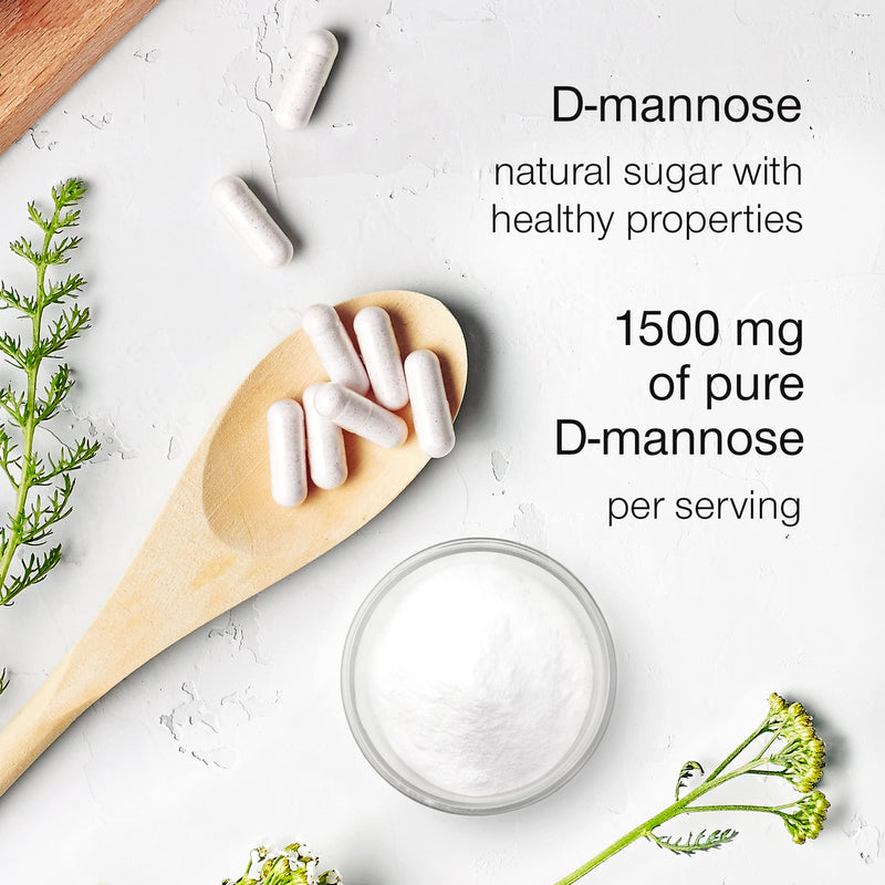 [Australia] - D-mannose 1500mg Tablets - Max Strength D Mannose Supplement for Women & Men - 60 Capsules - Pure D-mannose Made in The UK - Natural & Vegan 