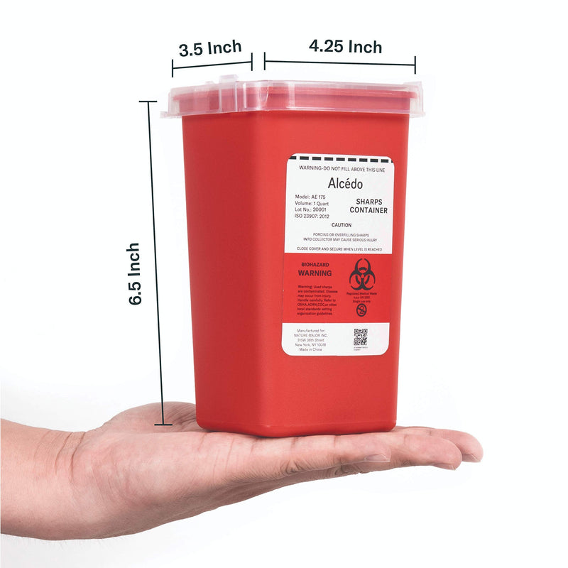 [Australia] - Alcedo Sharps Container for Home Use and Professional 1 Quart (3-Pack) | Biohazard Needle and Syringe Disposal | Small Portable Container for Travel 3 