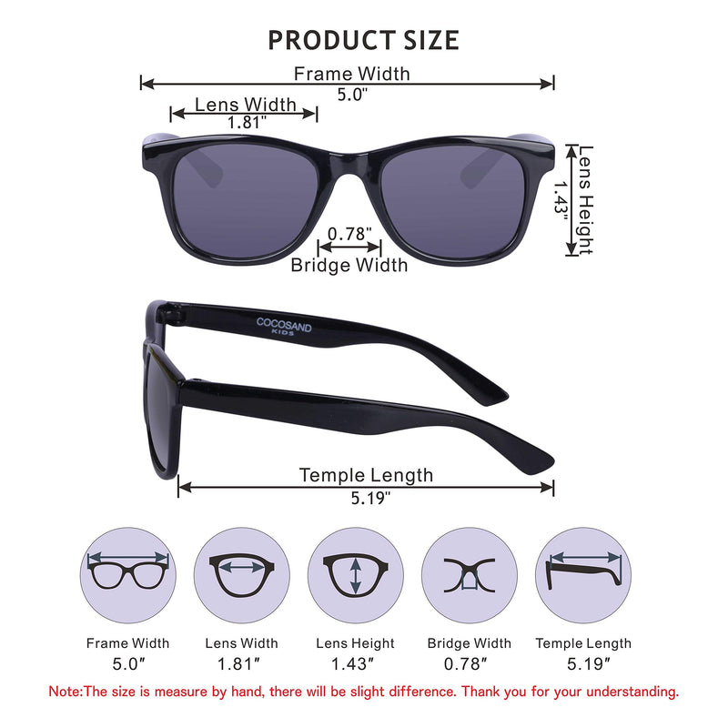 [Australia] - COCOSAND Kids Boys Girls Sunglasses TPE Flexible Frame UV400 Protection Lens for Age 4-10 Black 