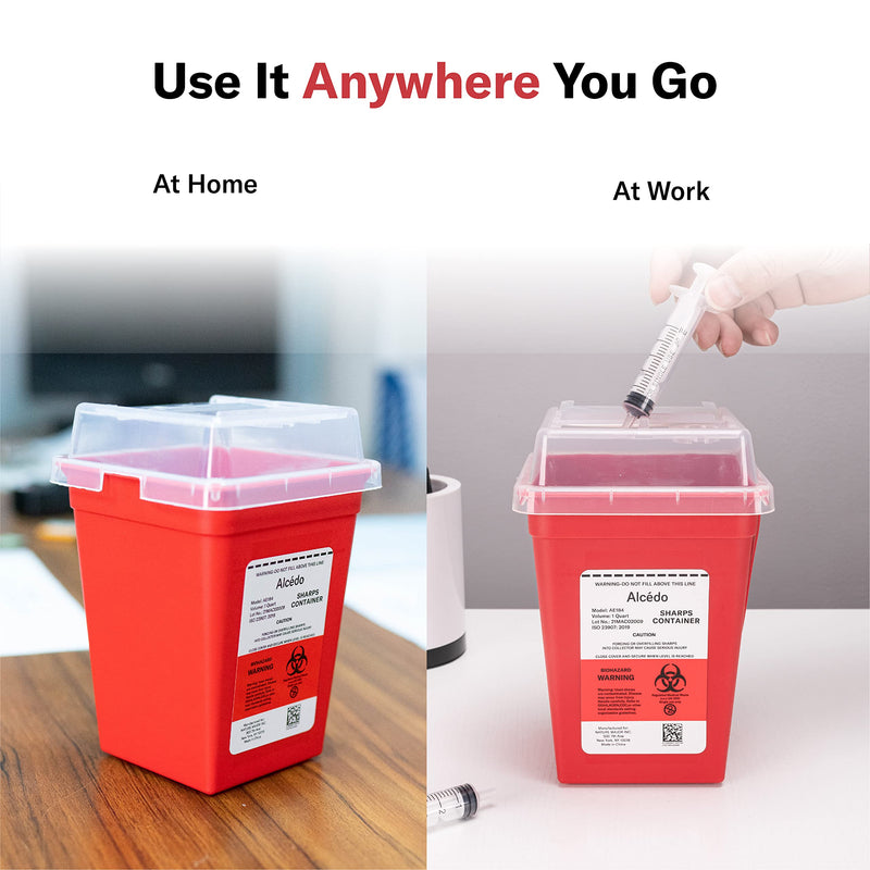 [Australia] - All New Alcedo Sharps Container for Home Use and Professional 1 Quart Plus (3-Pack), Biohazard Needle and Syringe Disposal, Small Portable Container for Travel 