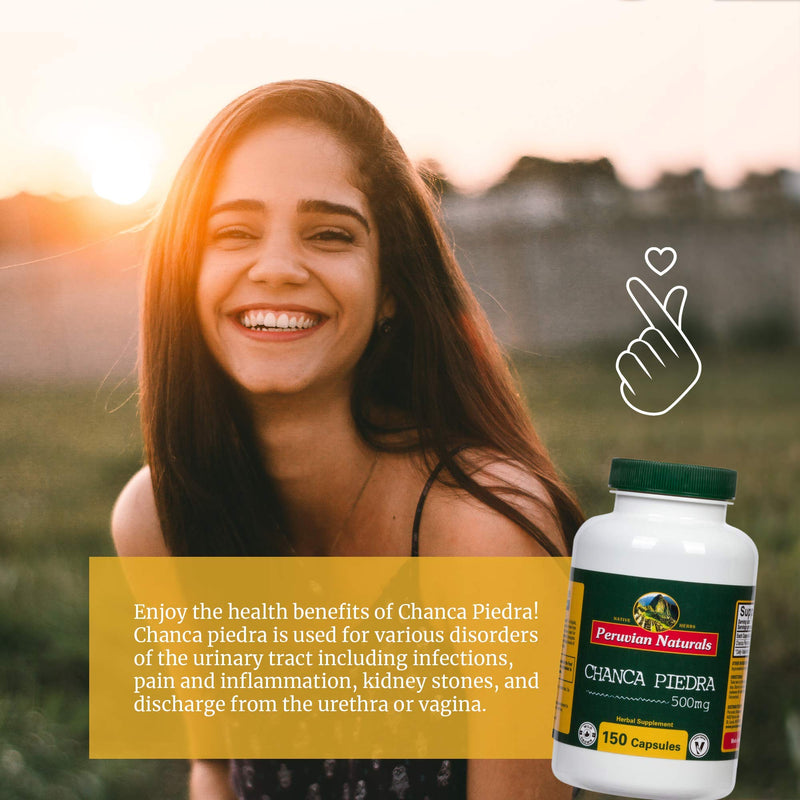 [Australia] - Peruvian Naturals Chanca Piedra Capsules “Stone Breaker” – Kidney Support Supplement - Pack of 150 - Vegan Pills, 100% Natural Chancapiedra Grown in Peru 
