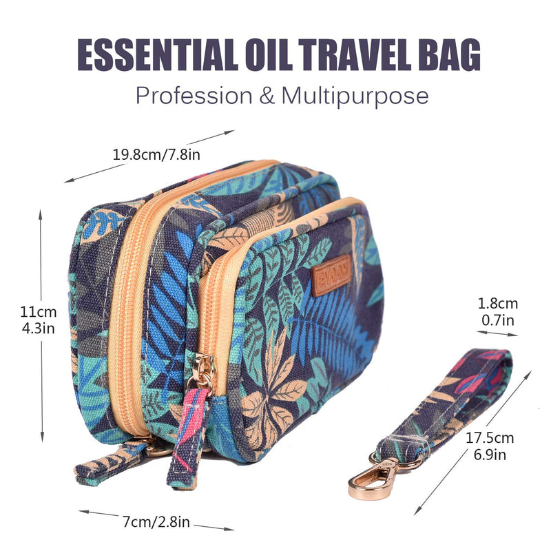 [Australia] - Essential Oils Bag, Durable Canvas Portable Carrying Cases, for Essential Oils Accessories Double-Layer Storage Travel Bag Holds 12 Bottles (Blue) Blue yellow 