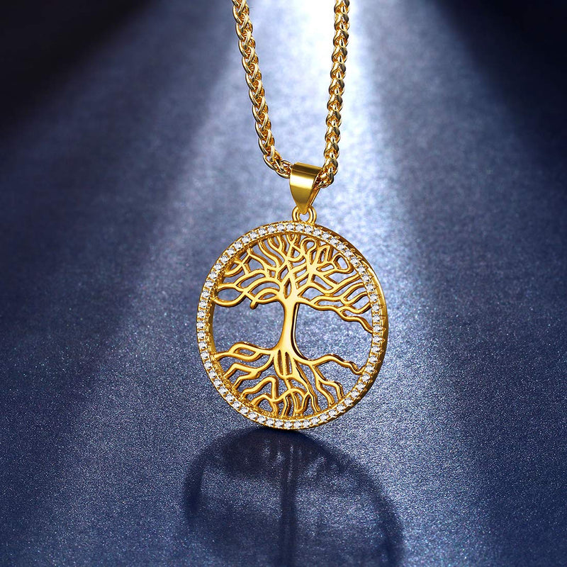 [Australia] - Beautlace Tree of Life Necklace Silver/18K Gold/Black Gun Plated Family Trees Pendant Charm Jewelry Gifts for Men/Women Girls gold-plated-base 