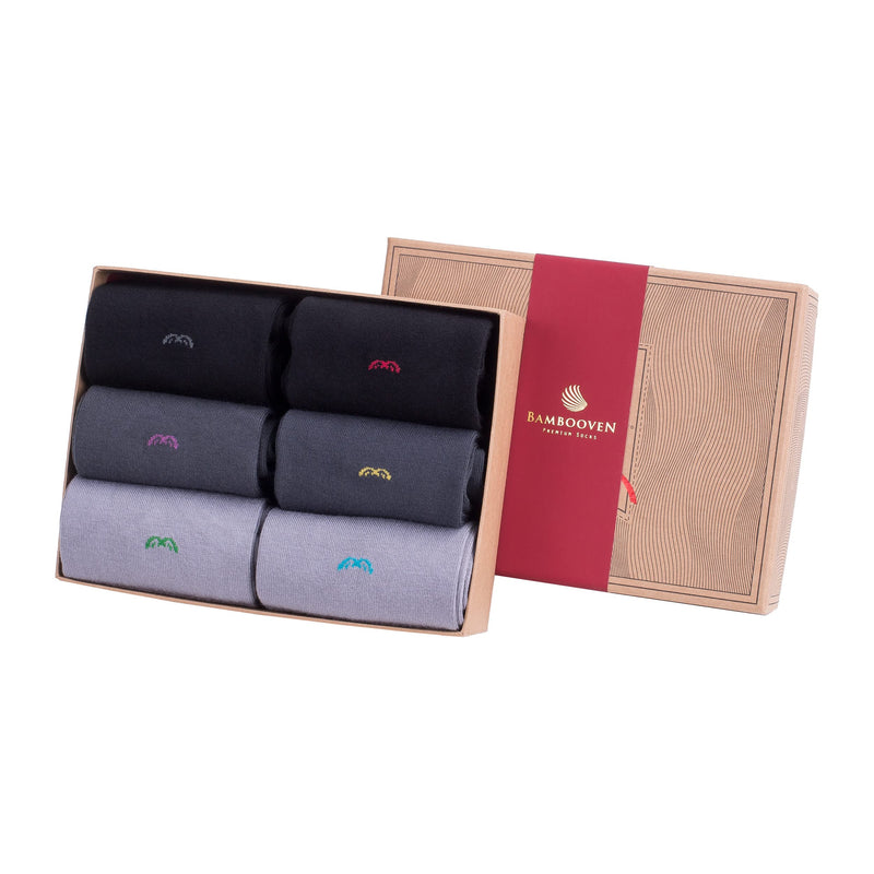 [Australia] - Bambooven Men’s Diabetic Dress and Trouser Socks – Premium Bamboo, Super Soft, Odor Free and Breathable, Calf Socks, Crew Socks, Luxury Bamboo Fibers (6 Pack) Mixed Color-6 Pack 