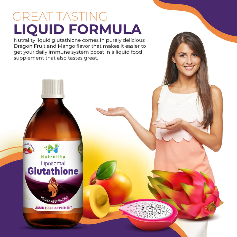 [Australia] - Nutrality Liposomal Glutathione Liquid Supplement, 400mg, Immune Defense and Liver Support, 250ml, 30x Bioavailable Absorption, Antioxidants and Sunflower Lecithin 