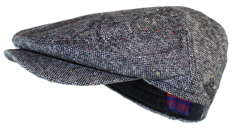 [Australia] - Ted & Jack - Irish Donegal Tweed Newsboy Driving Cap with Quilted Lining Small-Medium Ash Gray 