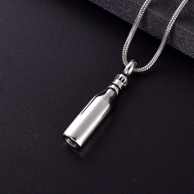 [Australia] - memorial jewelry Beer Bottle Cremation Jewelry Urn Necklace Pendant Memorial Ash Jewelry Keepsake Jewelry for Ashes Steel-1 