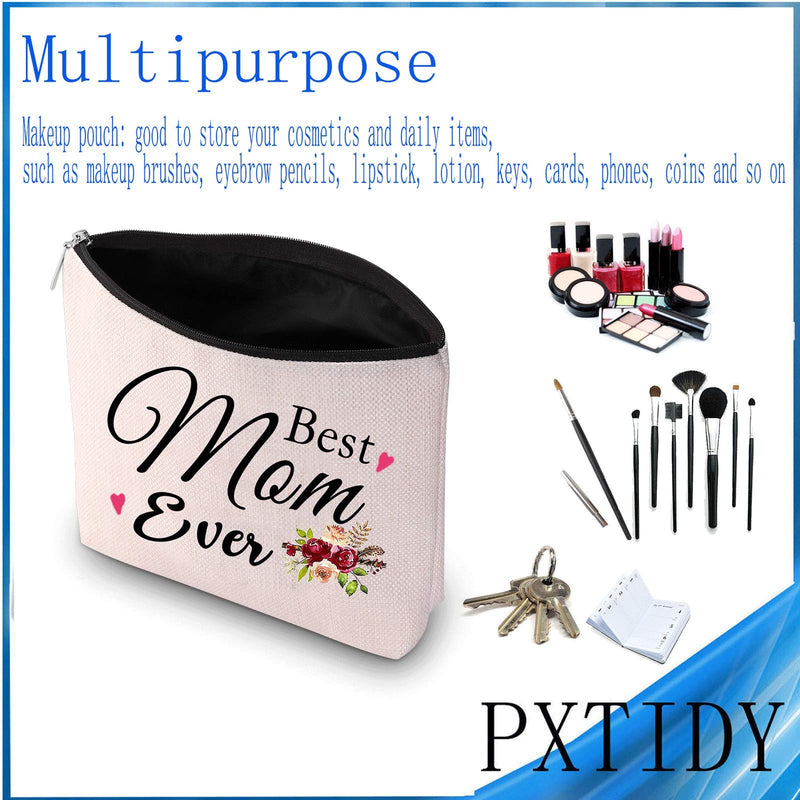 [Australia] - PXTIDY Best Mom Ever Makeup Bag,Best Mom Gifts,Mother Cosmetic Bag,Mother's Day Gift, Cosmetic Bag for Mom,Travel Makeup Pouch (beige) beige 