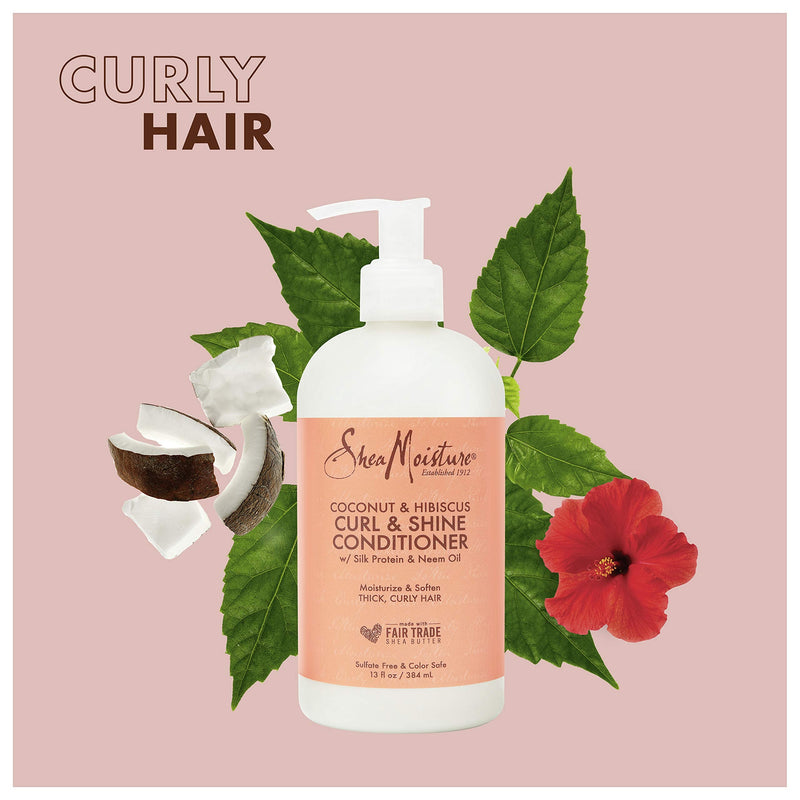 [Australia] - SheaMoisture Curl Shine Silicone Free Conditioner for Curly Hair Coconut Hibiscus Moisturize & Define 13oz 