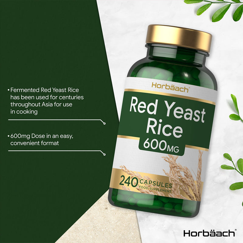 [Australia] - Red Yeast Rice 600mg | 240 Capsules | Healthy Cholesterol Supplement | No Artificial Preservatives | by Horbaach 