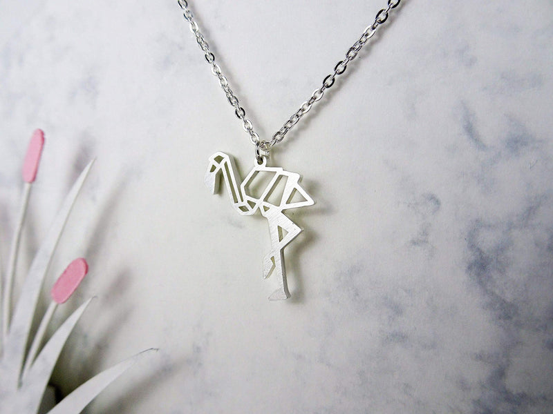 [Australia] - La Menagerie Flamingo Silver Origami Jewelry & Silver Geometric Necklace – 925 Sterling Plated Silver Necklace & Flamingo Necklaces for Women – Flamingo Necklace for Girls & Necklace 