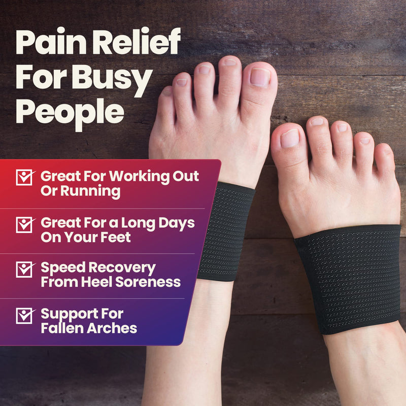 [Australia] - Plantar Fasciitis Arch Supports - Compression Sleeves Foot Brace For Heel Pain, Bone Spurs, Flat Feet, High Arches Copper Infused Plantar Fasciitis Relief Bands Women Men Under or Over Socks Fits Most Copper Arch Support - Black 