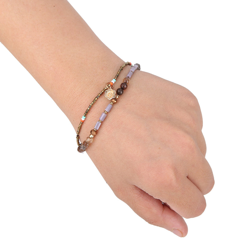 [Australia] - Joya Gift Handmade Adjustable Wrap Bracelet Bohemian String Braided Beads Anklets Gifts for Women Girls Yellow 