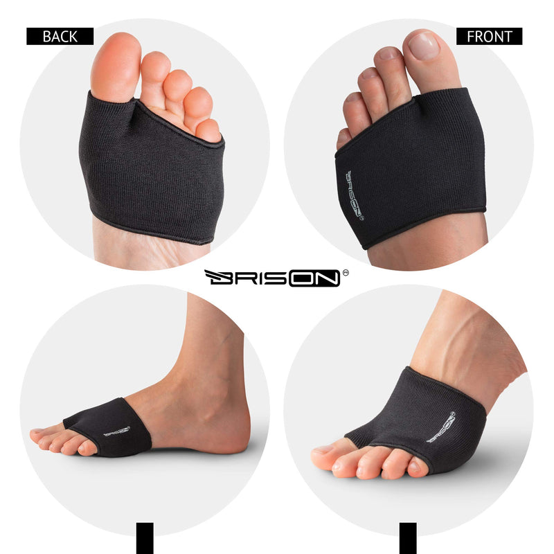 [Australia] - Fabric Metatarsal Pads - Ball of Foot Cushions Support Sleeves Burning Sensations Forefoot Blisters Metatarsalgia Pain Relief Foot Health Care Tight Fitting Feet - Gel Pads for Men Women(Black) 1 Pcs Black 
