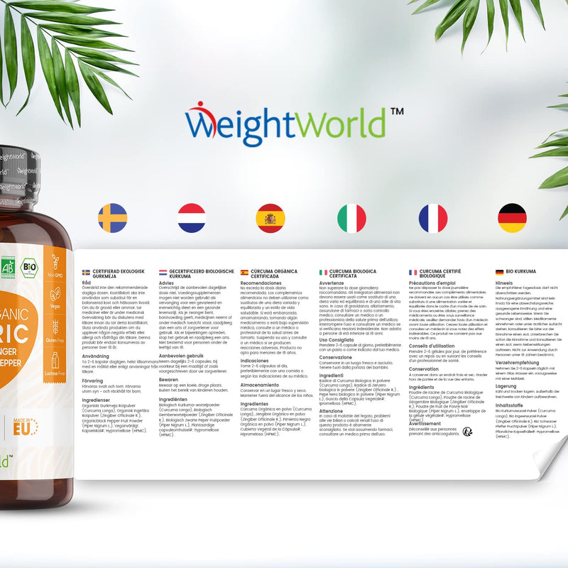 [Australia] - Organic Turmeric Ginger & Black Pepper Capsules 1520mg - 180 Vegan Capsules - with Active Curcumin - Soil Association Certified - 3 Month Supply - High Strength Turmeric & Black Pepper Supplement 