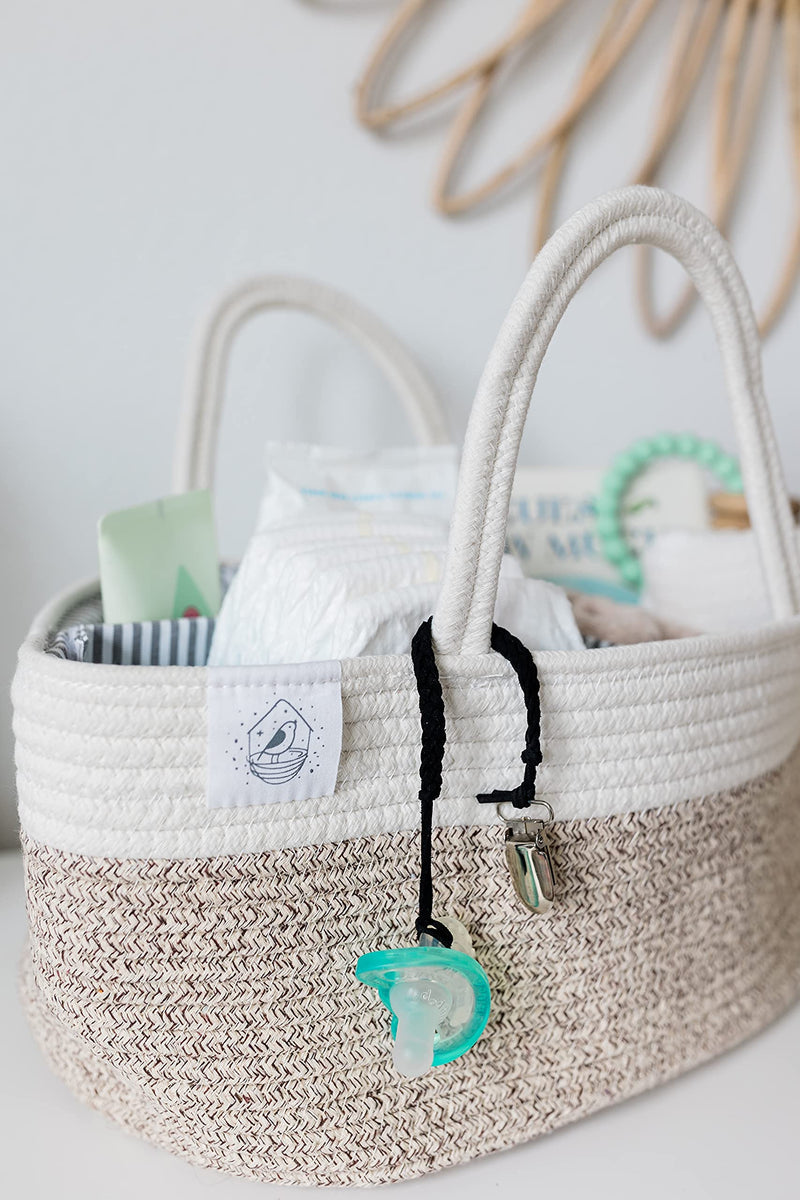 [Australia] - OrganiHaus Brown Baby Nappy Caddy Organiser | Baby Caddy for Newborn Nappies | Diaper Caddy for Baby Toiletries & Diapers | Baby Changing Basket & Nappy Organiser | Changing Caddy & Storage Organiser Brown/White 