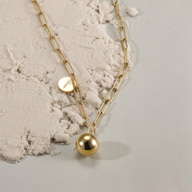 [Australia] - WISTIC Women Chain Link Necklaces Gold Ball Pendant Necklaces Paperclip Long Link Adjustable Chain Necklace for Women Girls 