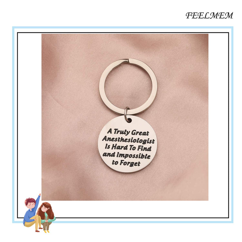 [Australia] - FEELMEM Anesthesiologist Gifts Anesthesiologist Technician Gift CRNAS Gift A Truly Great Anesthesiologist is Hard to Find Keychain Gift for Anesthetist Doctor Nurse Anesthetist silver 