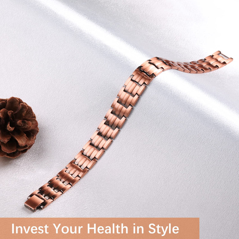 [Australia] - Jeracol Magnetic Bracelet for Men Solid Copper Magnetic Bracelets with Strong Magnets Wristband Adjustable Magnetic Brazaletes with Remove Tool & Jewellry Gift Box A-Copper 