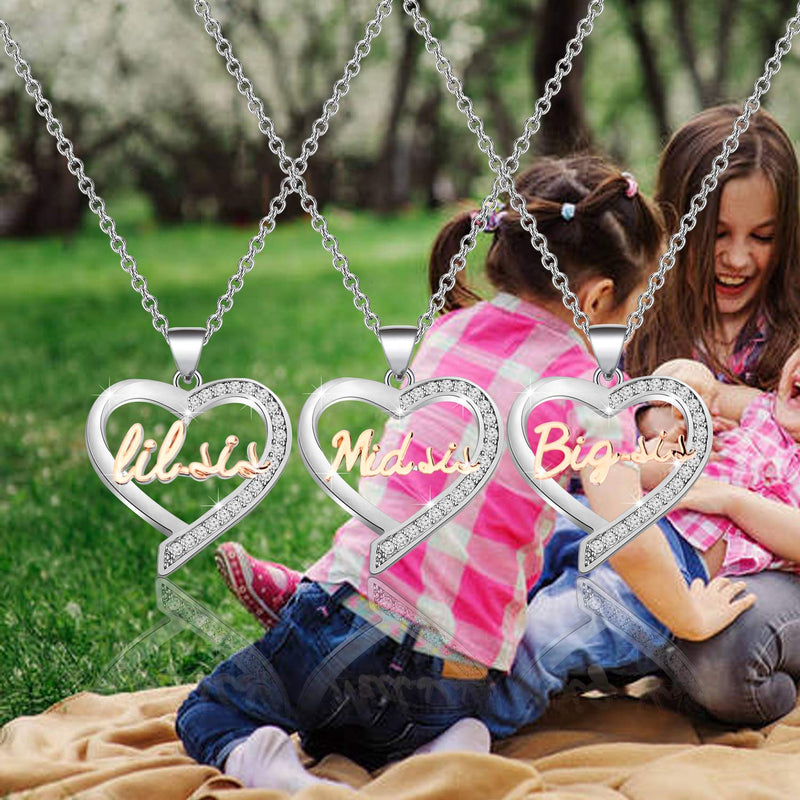 [Australia] - FUSTMW Sisters Gifts The Love Between Sisters is Forever 3 Sisters Keychain Set Gift for Big sis Mid Sis Lil Sister Jewelry 3 sister necklace 