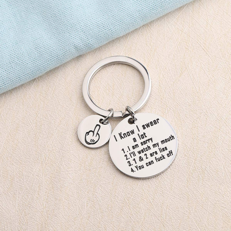 [Australia] - ENSIANTH Funny Sarcastic Gift I Know I Swear A lot I Am Very Sorry I'll Try to Be Good Keychain Rude Gift Best Friend Birthday Gift 