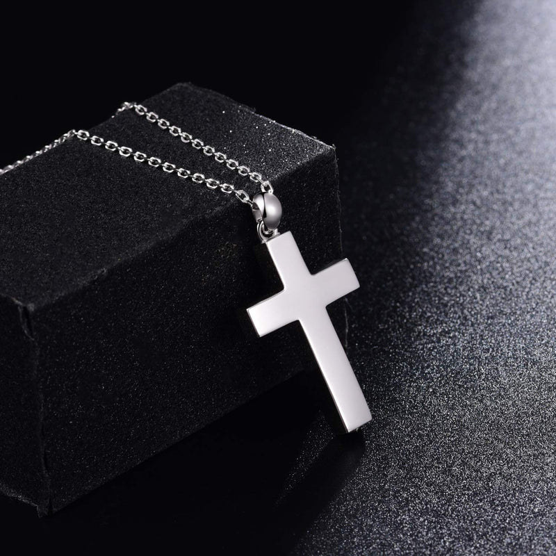[Australia] - Cross Urn Necklace for Ashes 925 Sterling Silver Religious Cross Cremation Pendant Jewelry Faith Hope Love Gifts for Men Boys Cross Urn pendant 