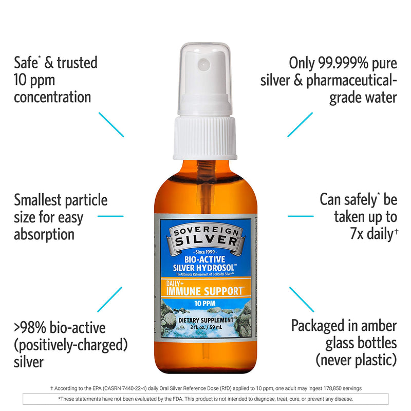 [Australia] - Sovereign Silver Bio-Active Silver Hydrosol for Immune Support - 10 ppm, 2oz (59mL) - Fine Mist Spray 