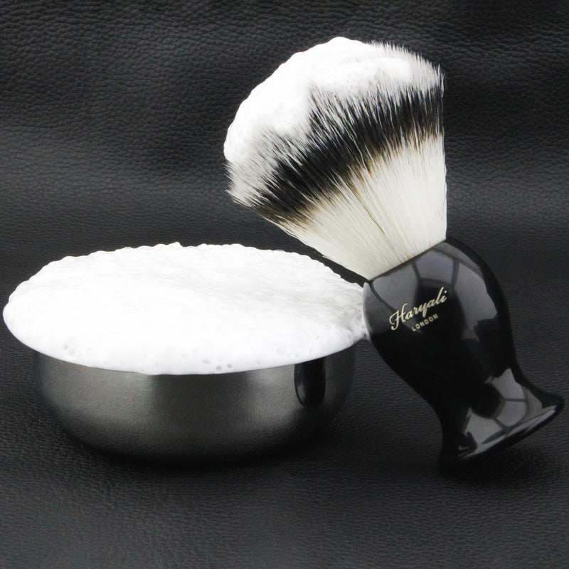 [Australia] - Haryali London Shaving Brush - Shaving Cream Brush - Synthetic Hair Shaving Brush - Mens Shaving Brush - and Womens - Shave Brush for Wet Shaving, Black 