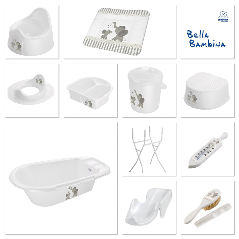 [Australia] - Rotho Babydesign Wedge Changing Mat From 0 Months, Modern Elephants, Bella Bambina, White/Gray, 50 x 70 cm, 20099 0001 CG 50x70 cm (Pack of 1) 