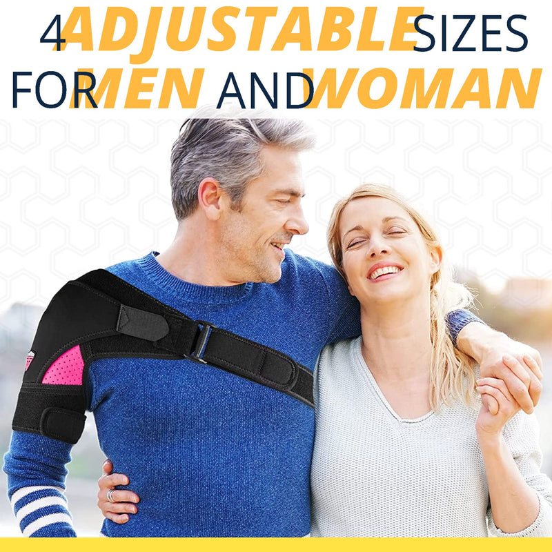 [Australia] - Shoulder Brace for Torn Rotator Cuff | Shoulder Pain Relief, Support and Compression | Sleeve Wrap for Shoulder Stability and Recovery | Fits Left and Right Arm, Men & Women (Pink, Small/Medium) Pink Small/Medium (Pack of 1) 