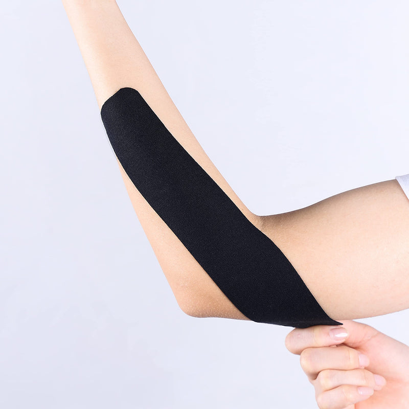 [Australia] - Lobtery Kinesiology Tape (3 Precut Rolls) Athletic Sports Tape for Knee Shoulder and Elbow, Precut Kinesiology Tape Waterproof for Pain Relief, Latex Free, 20 Precut 10 inch Strips, Black 