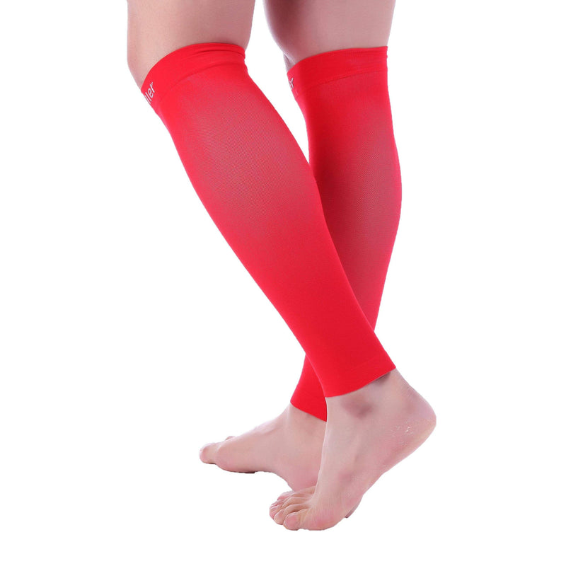 [Australia] - Doc Miller Calf Compression Sleeve Men and Women - 20-30mmHg Shin Splint Compression Sleeve Recover Varicose Veins, Torn Calf and Pain Relief - 1 Pair Calf Sleeves Red Color - Large Size 
